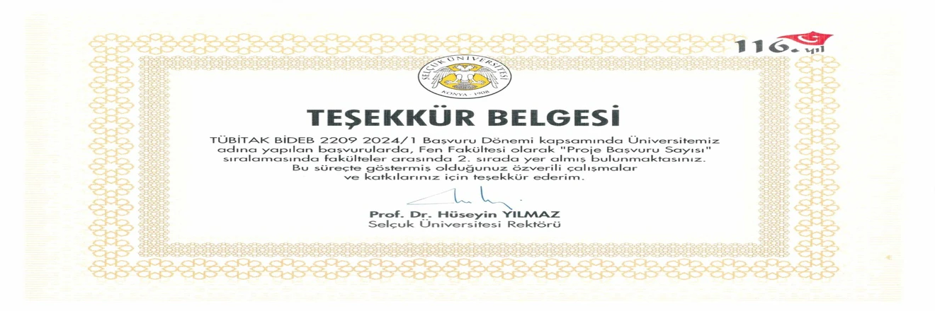 2209-A Teşekkür Belgesi